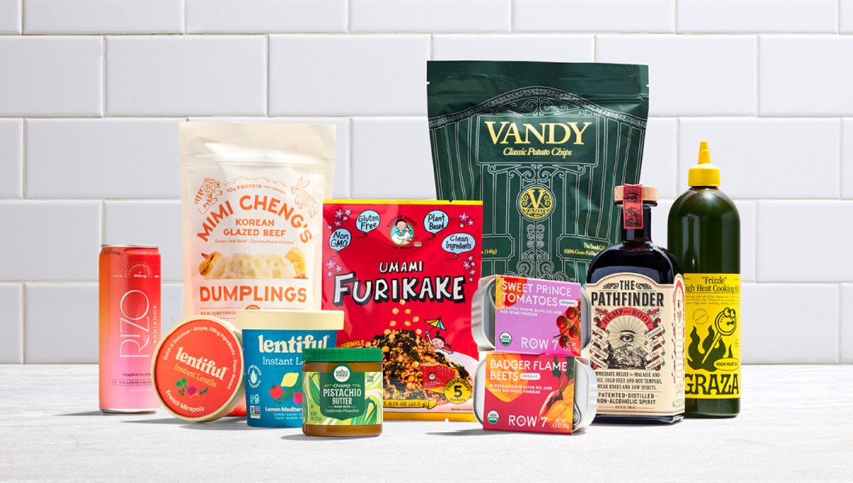 Whole Foods trend products for 2027 lined up on a counter